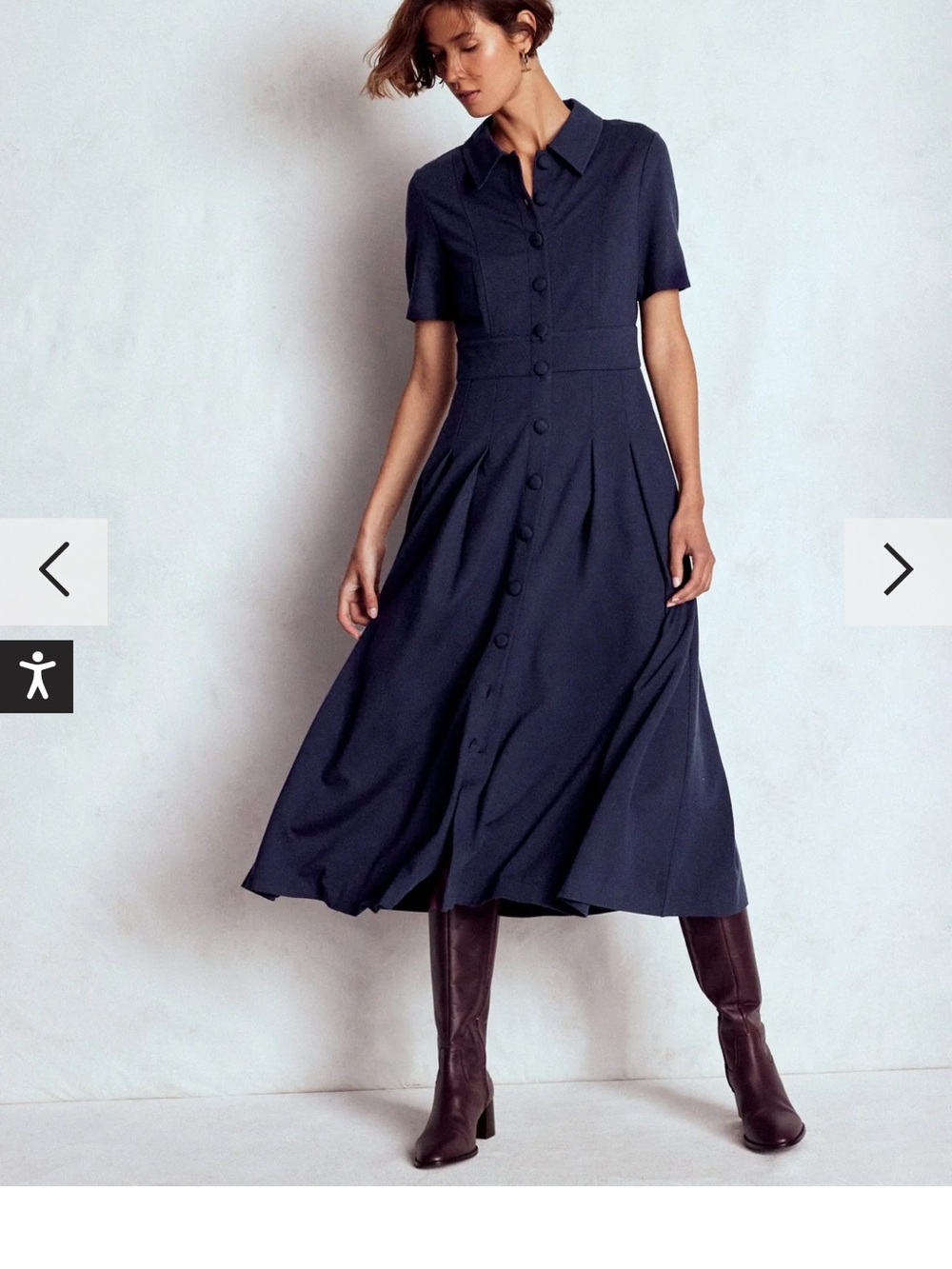 Boden Bridget Ponte Shirt Dress Navy Button-Front Collared Dress- NWT 🏷️